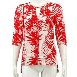 Plenty Tracy Reese Top Womens XS‎ Red White Lightweight Tropical Summer Beach